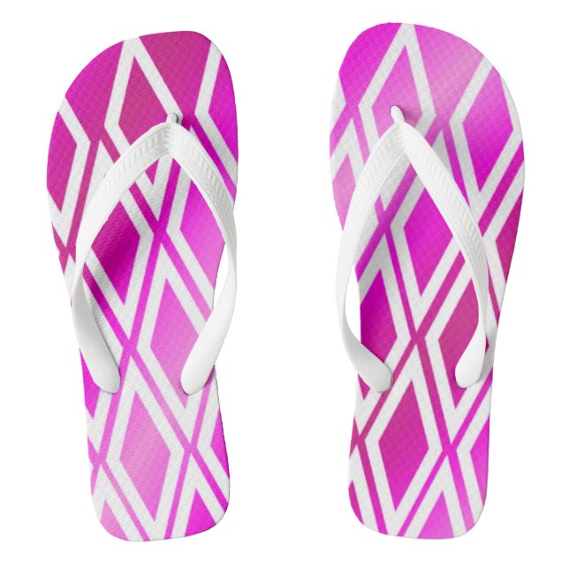Mattiert rosa Weißes Diamantmuster Flip Flops (Fußbett)