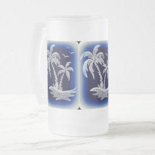 Mattierte 16 Unze hohe GlasTasse mit Palmen Mattglas Bierglas