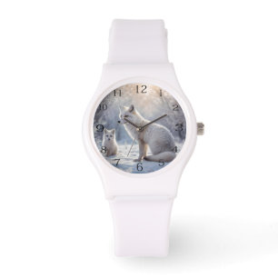 "Mattierte Anleihen: The Arctic Fox and their Cub" Armbanduhr
