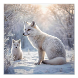 "Mattierte Anleihen: The Arctic Fox and their Cub" Fotodruck