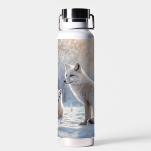 "Mattierte Anleihen: The Arctic Fox and their Cub" Trinkflasche