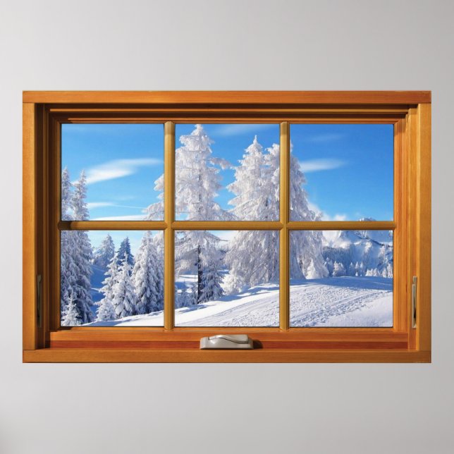 Mattierte Baumkronen Winter Scene Window Illusion  Poster (Vorne)