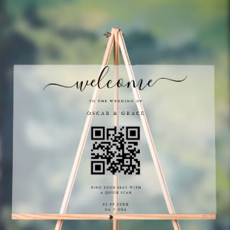 Mattierte Begrüßungssitze mit QR-Code Acrylschild