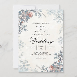 Mattierte Berry Winter Romance Wedding Einladung