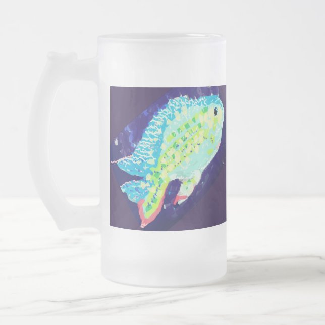 Mattierte Bier-Tasse: Tropicle Fish Mattglas Bierglas (Links)