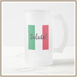 Mattierte Bier-Tasse unter italienischer Flagge Mattglas Bierglas