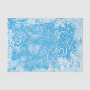 Mattierte Blaue Winter-Wirbel und Schneeflocken Seidenpapier