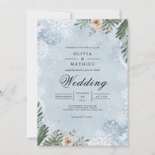 Mattierte botanische Winterhochzeit Einladung
