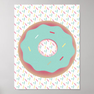 Mattierte Donut Sprinkles Mauer Aquamarines Poster