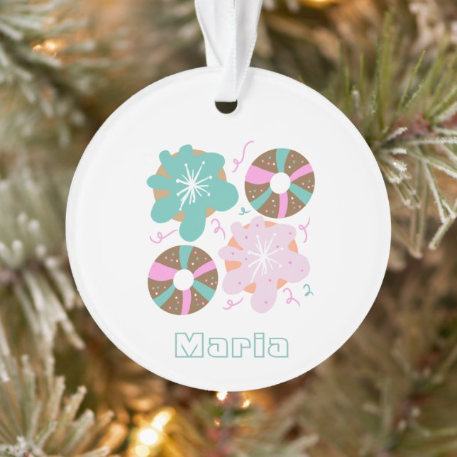 Mattierte Donuts Pink Doodles Ornament (Baum)