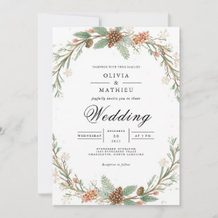 Mattierte Evergreen Arch Romance Hochzeit Einladung