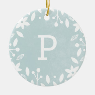 Mattierte Foliage Keramik Ornament - Aqua