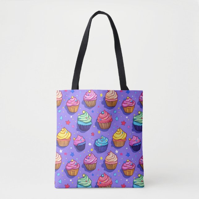 Mattierte Fun Cupcake Muster: Whimsical Bakery Tasche (Vorderseite)