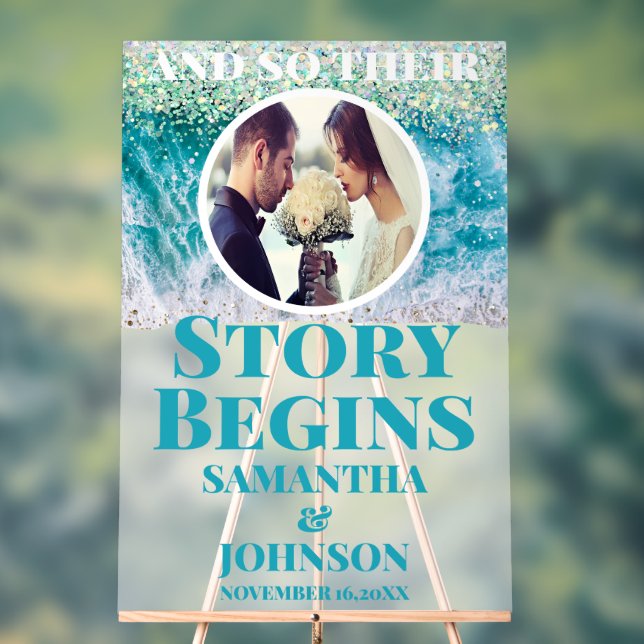 Mattierte Geschichte beginnt Beach Wedding Willkom Acrylschild (Neutral)