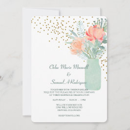 Mattierte Glass Mason Jar Floral Wedding Einladung