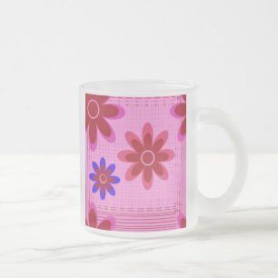 MATTIERTE GLASTASSE - PINK BLUME PATTER - CUPS MATTGLASTASSE
