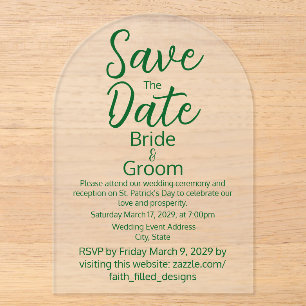 Mattierte Hochzeit zum St. Patrick's Day Acryleinladungen