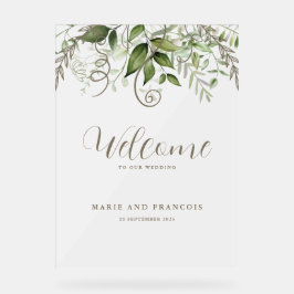 Mattierte Hochzeitsempfang Tropengrün Acrylschild