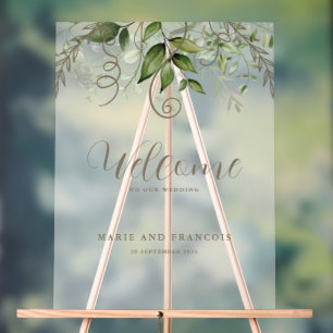 Mattierte Hochzeitsempfang Tropengrün Acrylschild