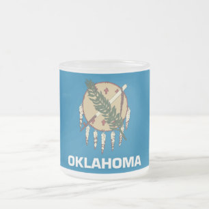 Mattierte kleine Tasse aus Glas mit der Flagge Okl