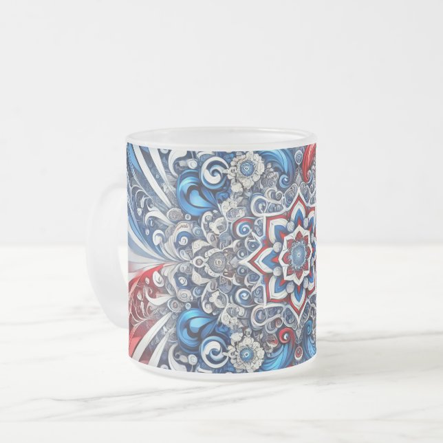 Mattierte kleine Tasse aus Glas mit französischen  (Vorderseite Links)