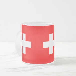 Mattierte kleine Tasse aus Glas mit Schweizer Flag