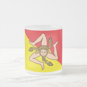 Mattierte kleine Tasse aus Glas mit Sizilienflagge