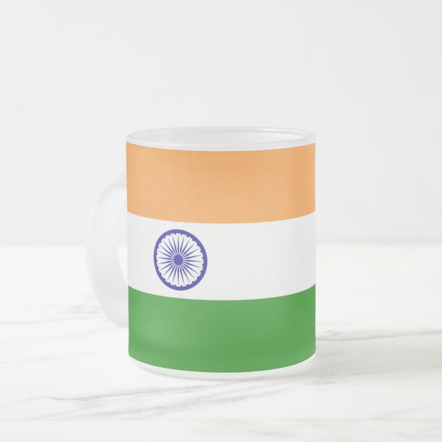 Mattierte kleine Tasse mit indischer Flagge (Vorderseite Links)