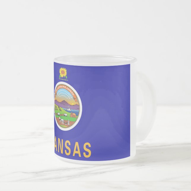 Mattierte kleine Tasse mit Kansas-Fahne (VorderseiteRechts)