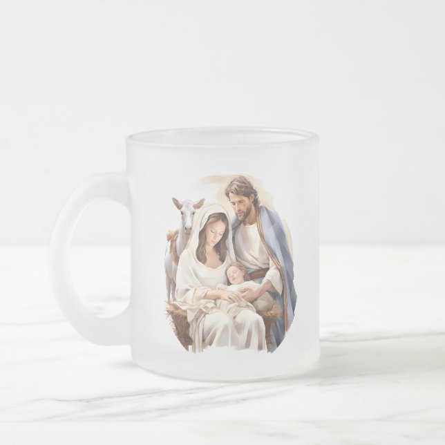 Mattierte Krippe aus Glas Jesus Tasse (Links)
