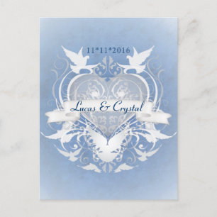 Mattierte Mairy Tale Blue Save the Date Postkarte