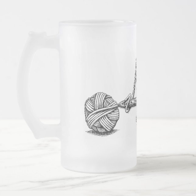 Mattierte NYC Crochet Guild-Tasse Mattglas Bierglas (Links)