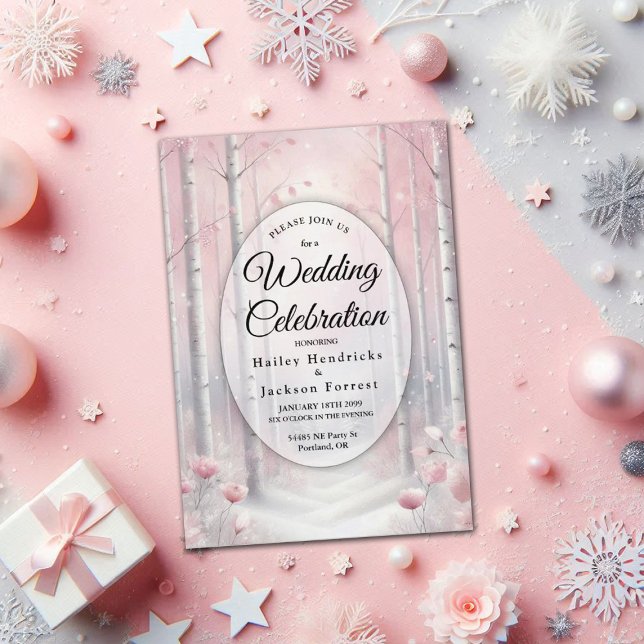 Mattierte Petals bei einer Winterwoodlandhochzeit Einladung (Von Creator hochgeladen)