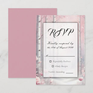 Mattierte Petals bei einer Winterwoodlandhochzeit RSVP Karte