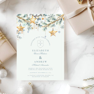 Mattierte Pine Star Garland Hochzeit Einladung