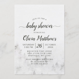 Mattierte Pines Rustikale White Baby Girl Dusche Einladung