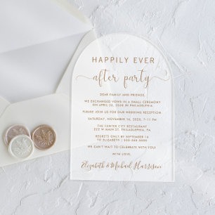 Mattierte Rezeption für Hochzeiten mit Goldenen Dr Acryleinladungen