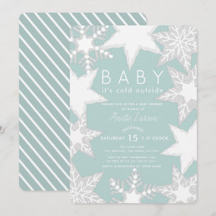 Mattierte Schneeflocken Blue Winter Baby Dusche Einladung