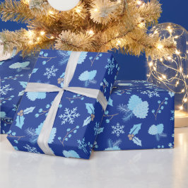 Mattierte Schneeflocken Pinecones Mistletoe Dark B Geschenkpapier