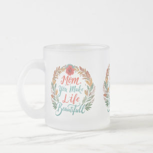 Mattierte Tasse aus Glas - "Mama, das Leben schön 