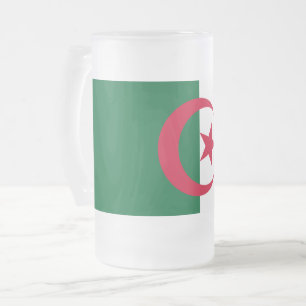Mattierte Tasse aus Glas mit algerischer Flagge