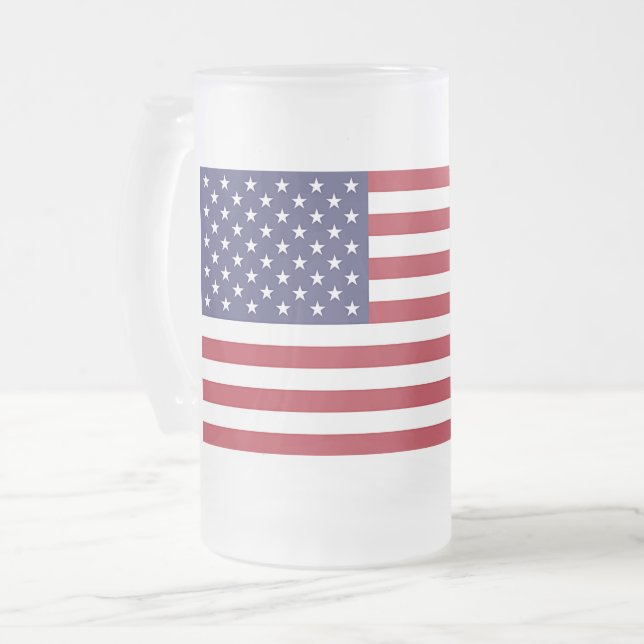 Mattierte Tasse aus Glas mit der Flagge der Verein (Vorderseite Links)