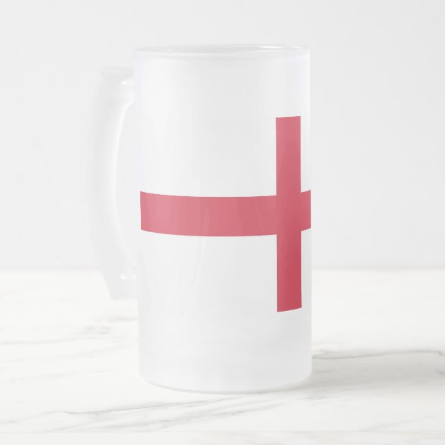 Mattierte Tasse aus Glas mit englischer Flagge (Vorderseite Links)