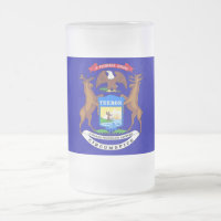 Mattierte Tasse aus Glas mit Michigan-Flagge