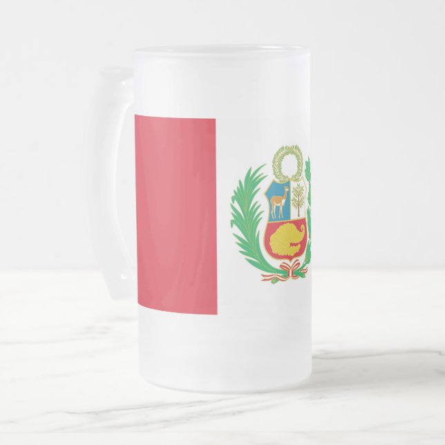 Mattierte Tasse aus Glas mit Peru-Flagge (Vorderseite Links)