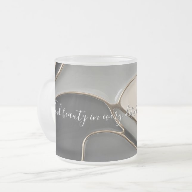 Mattierte Tasse in stilvoller Grafik (Vorderseite Links)