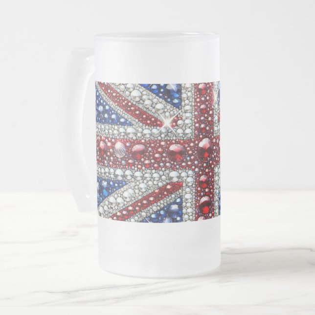 Mattierte Tasse mit britischer Farbgestaltung (Vorderseite Links)