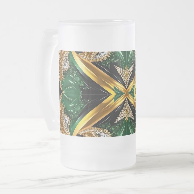 Mattierte Tasse mit jamaikanischer Farbgestaltung (Vorderseite Links)