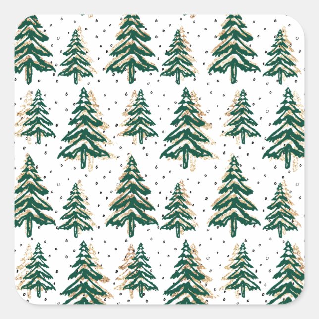 Mattierte Weihnachtsbäume Quadratischer Aufkleber (Vorderseite)