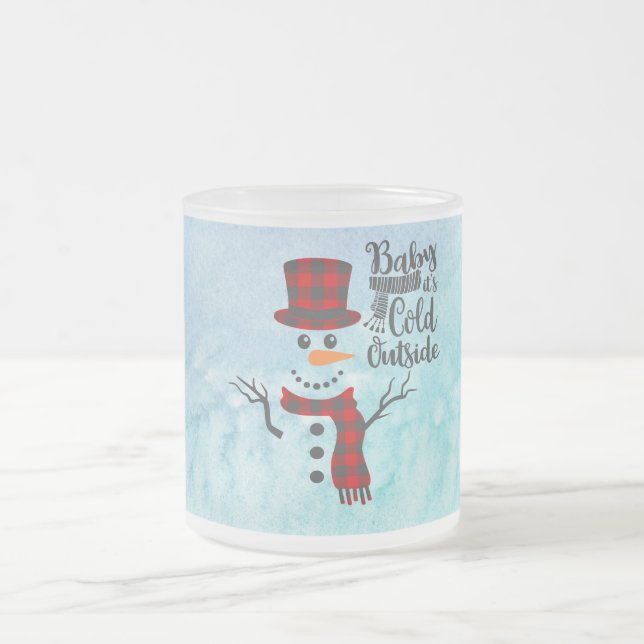 Mattierte Winter Snowman Black Script Tasse (Mittel)